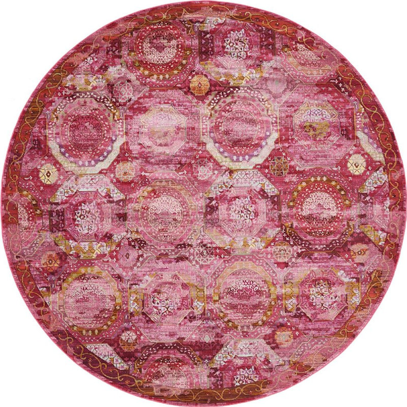 Tapis rose Folmar, Rond 8 pi, Pink