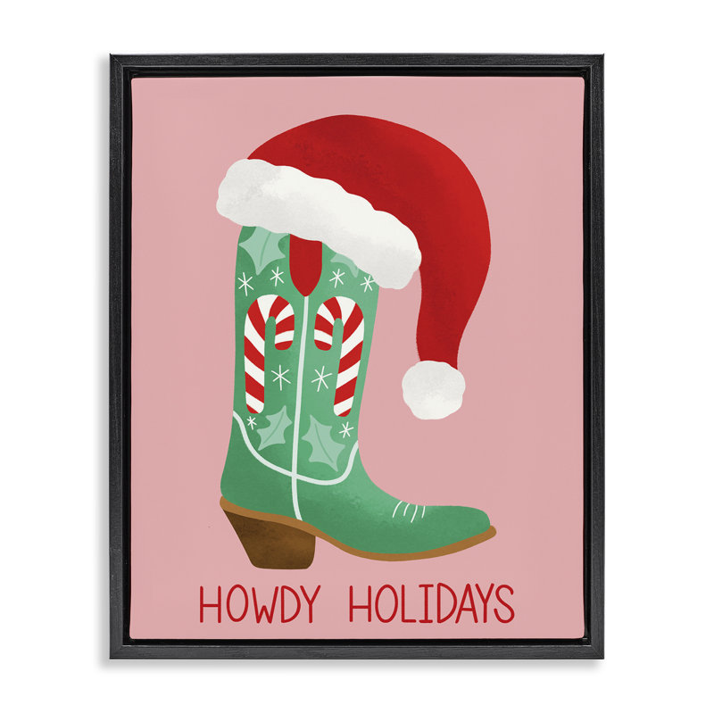 Art mural sur toile flottante Howdy Holidays, Cadre flottant noir de jais, H 21 po x l 17 po