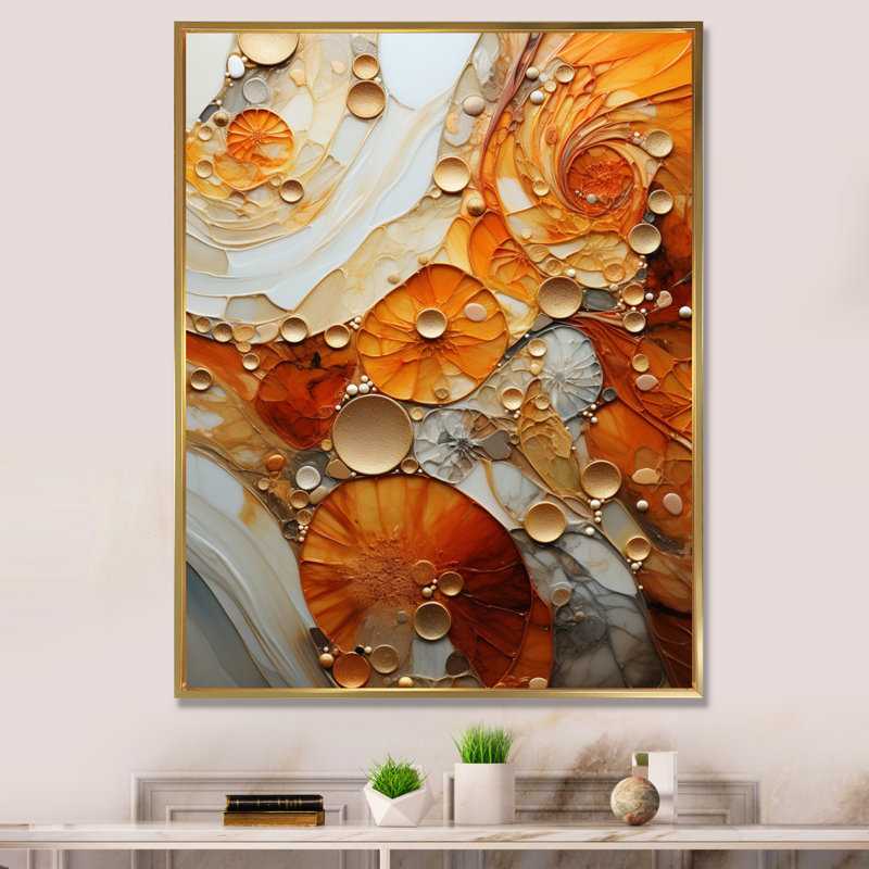 «Neliyah Encaustic Spirals I», reproduction d'art sur toile, H 20 po x l 12 po x P 1 po, Encadrement doré