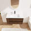Meuble-lavabo de 36 po avec lavabo en céramique et tiroir à fermeture en douceur - Design tendance en contreplaqué de chêne brun-1079210021-1079210025