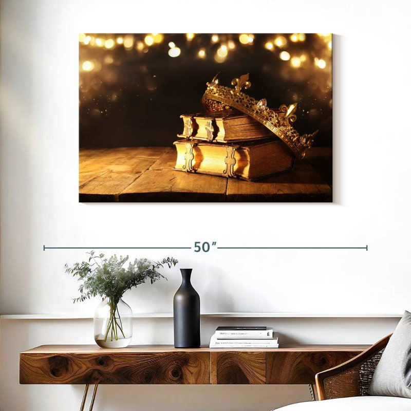 Kerner Crown On Books, 26" H x 39" W
