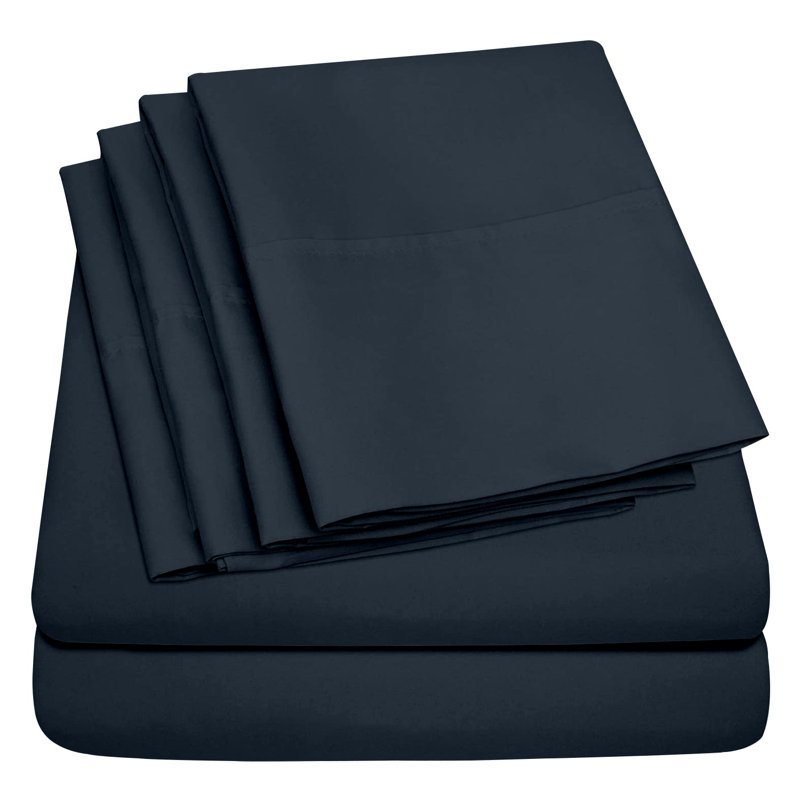 6Piece Microfiber Bed Sheets  Soft, WrinkleFree, Deep Pocket Fit, California King Sheet Set with 4 Pillowcases, Storm