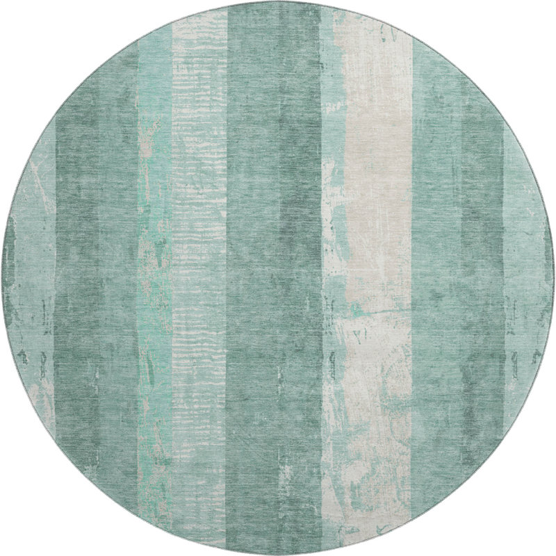 Premium Machine Washable Mehara AMF1689 Stripes Rug, Round 8'