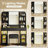 Vanity Desk With LED Mirror And Lights, Glass Top Vanity With RGB Glass Light Cabinets, Dressing Table With 3 Drawers ,Storage Shelves And Stool For Bedroom-2141599452