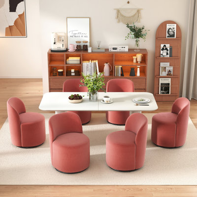 Ensemble de table de salle à manger moderne 71 po ovale avec chaises pivotantes 4/6, pieds ondulés et rotation à 360 ° pour la cuisine et la salle à manger