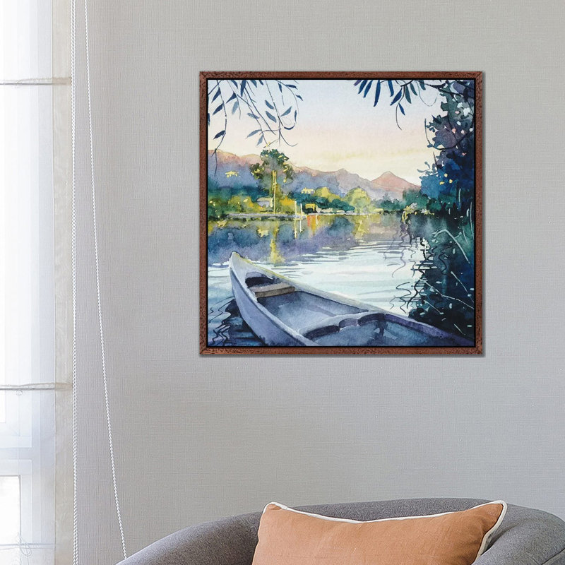 Dusk From The Dock - Malibou Lake by Luisa Millicent - Painting on Canvas, 66.04cm H x 66.04cm W x 3.81cm D
