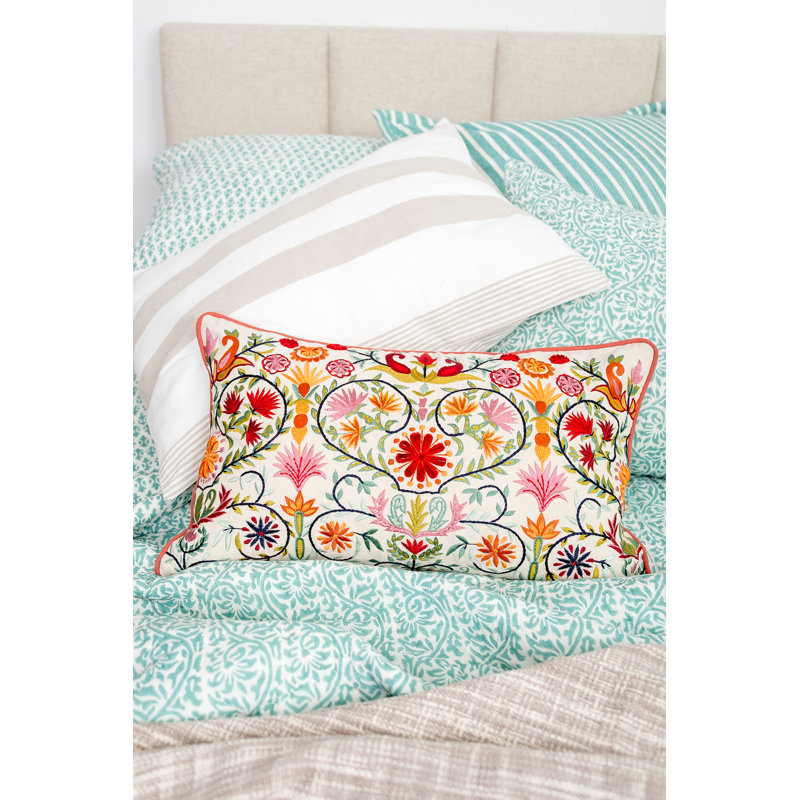 Appliqued and Embroidered Throw Pillow