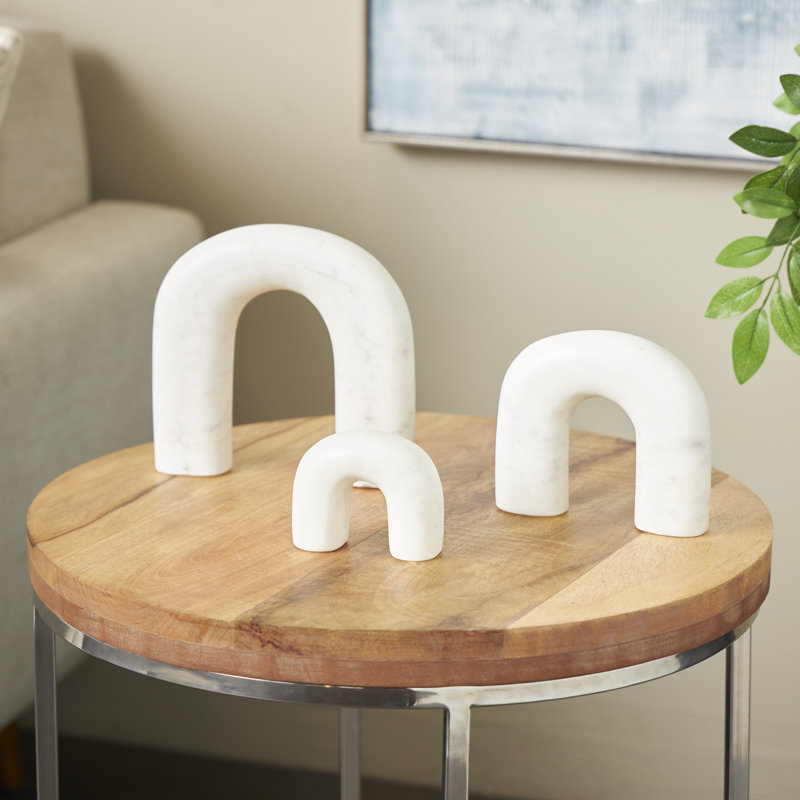Cole And Grey Marble Arched Abstract Sculpture With Various Sizes