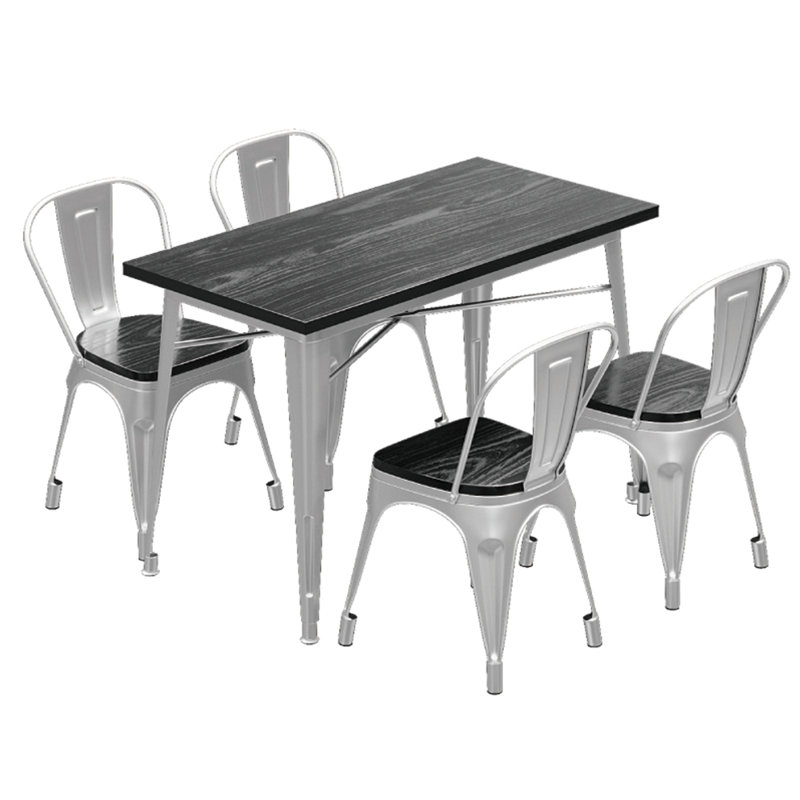 Ensemble de salle à manger rectangulaire L 55,2 po x l 27,6 po, Argent / noir, Argent