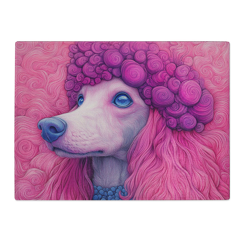 Poodle Graphic Dog  Glass Chopping Board