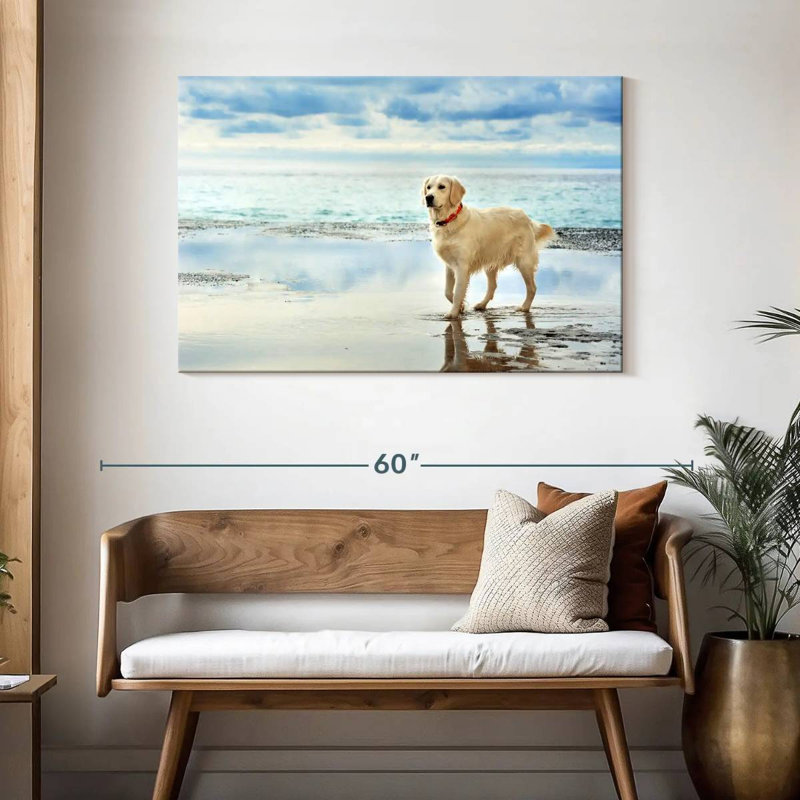 Golden Retriever bord de mer, H 30 po x l 45 po