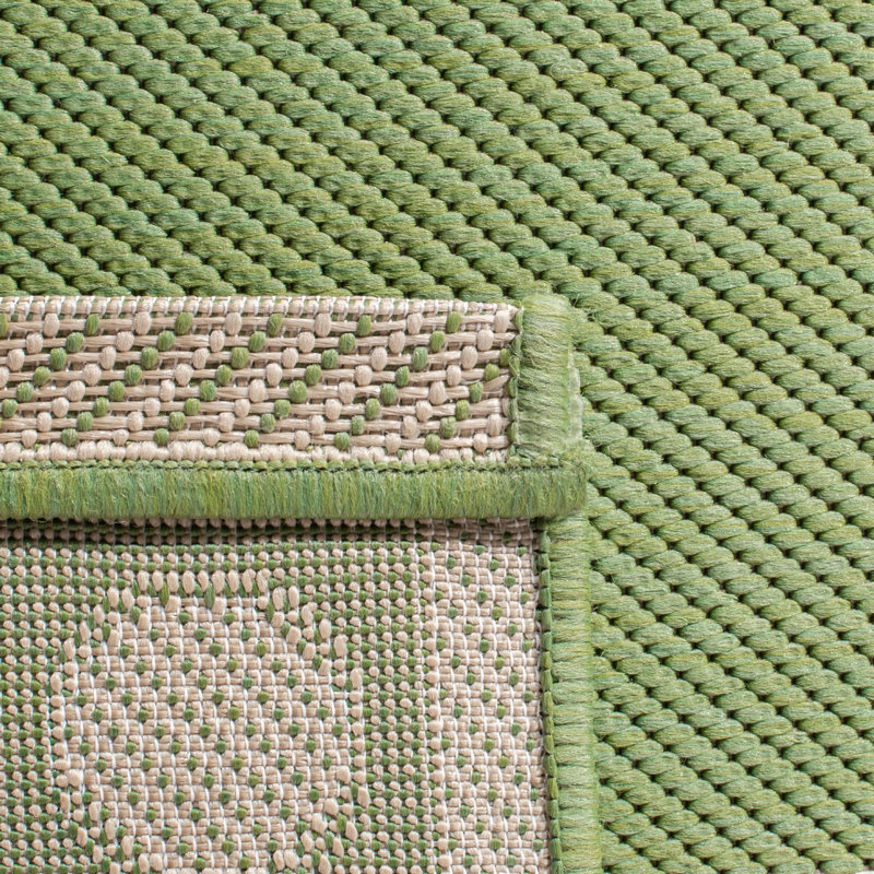 Arneshia Floral Hand-Woven Flatweave Olive/Natural Area Indoor/Outdoor Area Rug, Runner 2'3" x 6'7"