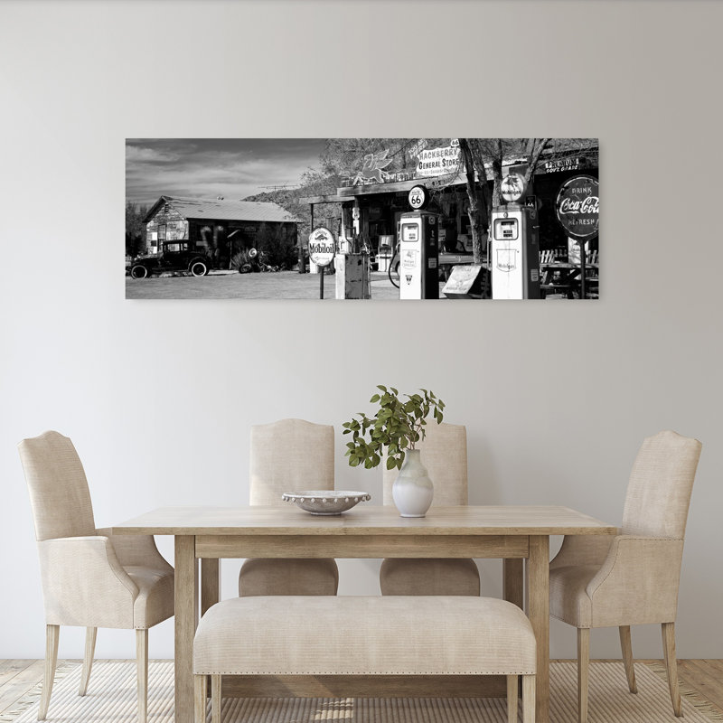 Store with a gas station on the roadside Route 66 Hackenberry Arizona USA 1 Piece Wrapped Canvas Panoramic Wall Art
