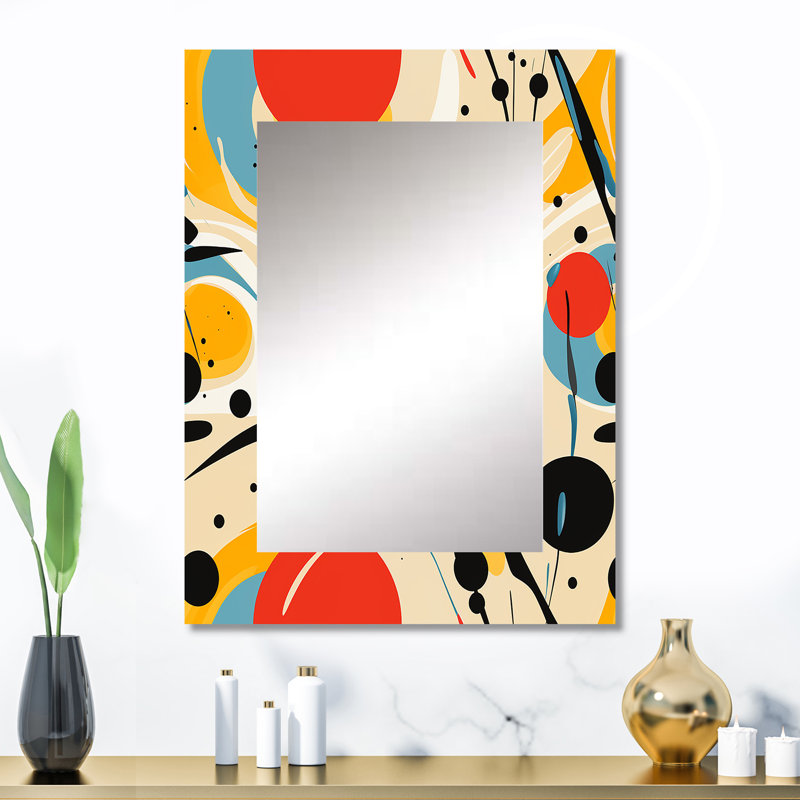 Hartart rouge Popart Lichtenstein Lines Matrix - grand miroir abstrait, décor de miroir mural moderne unique, art imprimé en métal