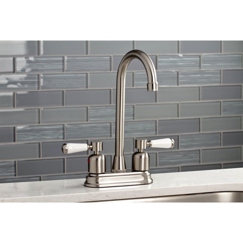 Kingston Brass Paris Two-Handle 2-Hole Deck Mount Bar Faucet, Brushed Nickel
