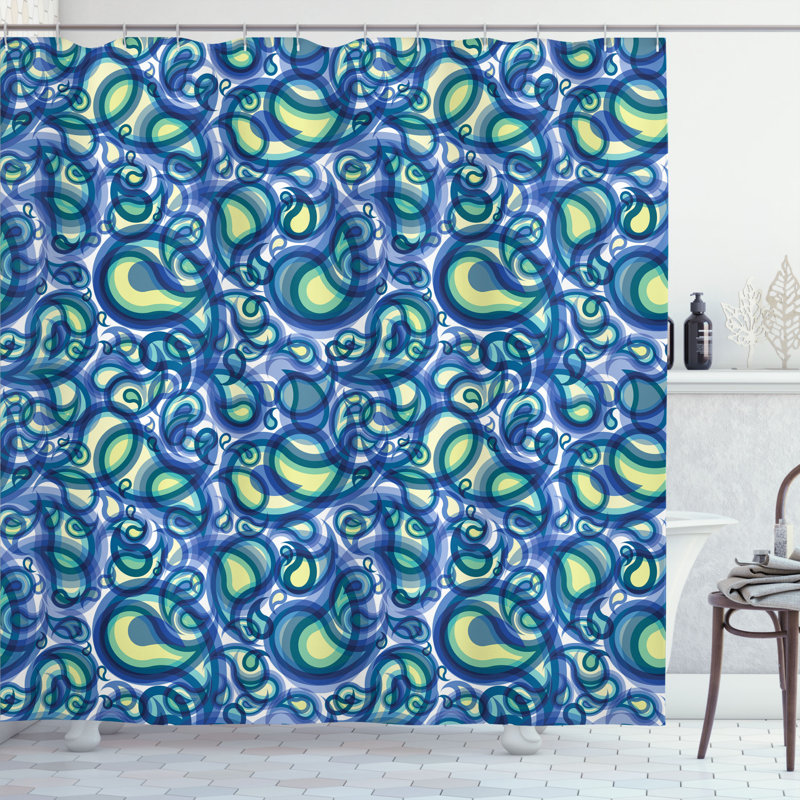 Paisley Shower Curtain with Hooks Included, 69" W x 75" L