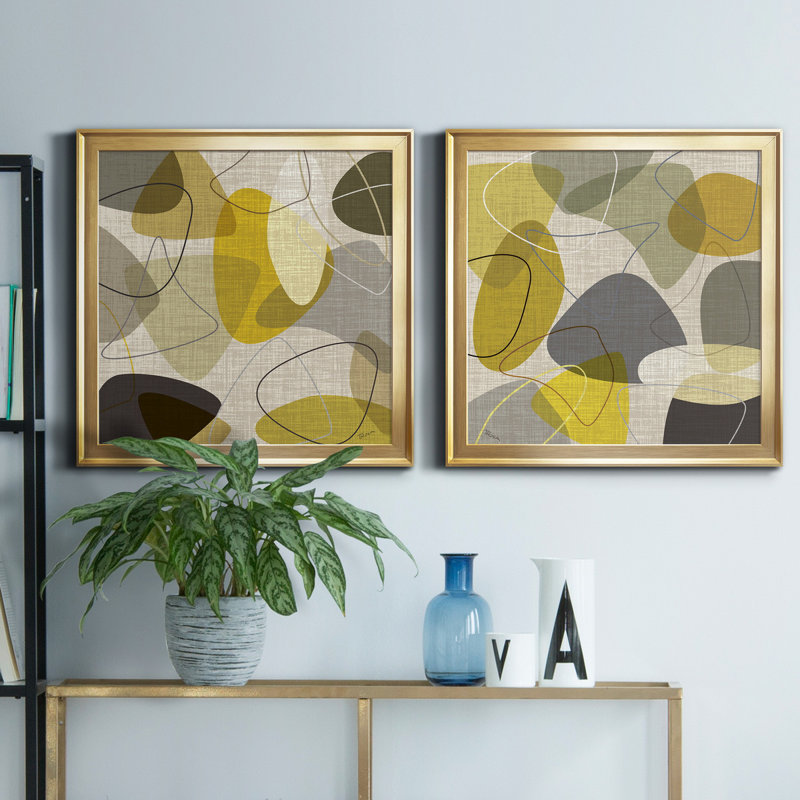 «Sandstone I», ensemble de 2 impressions sur toile encadrées, Or, H 30,5 po x l 61 po x P 1,5 po