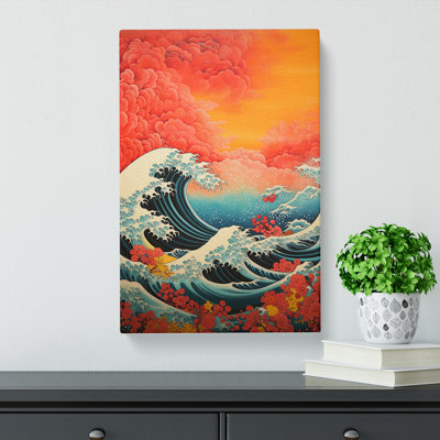 Wave Japanese Colour Field Art No.2 - Wrapped Canvas