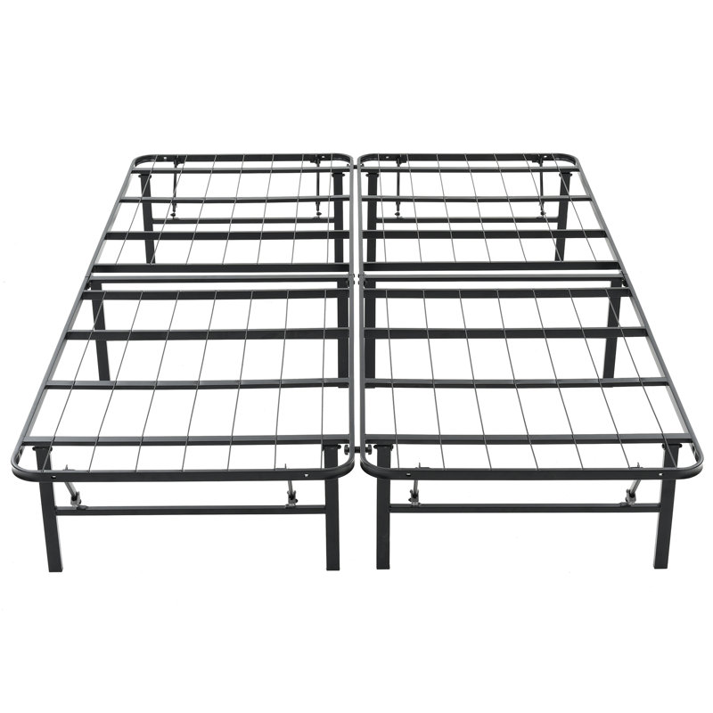  Folding Metal Bed Frame, 14 Inch Platform Mattress Foundation, , Queen