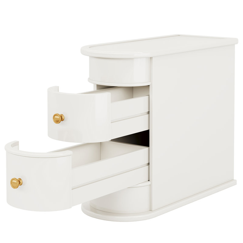 Anyssa Solid Wood 2-Drawer End Table, White