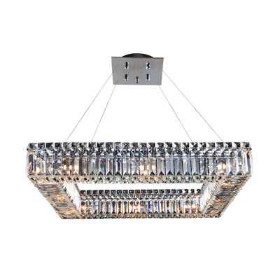 Quadro 12 LT Chrome/Clear Chandelier Allegri
