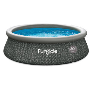 Funsicle 14' x 36" QuickSet Ring Top Above Ground Swimming Pool Dark Herringbone