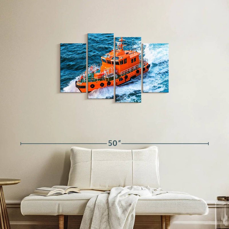 Mehar Coast Guard Rescue Boat, 22" H x 36" W