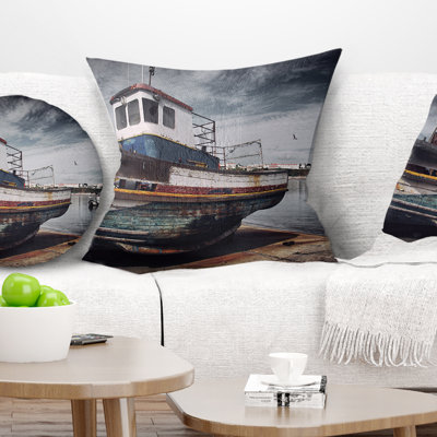 Old Fishing Boat - Boats Printed Pillow