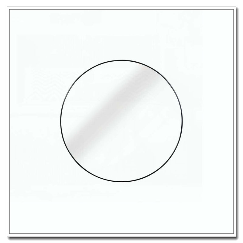 Miroir de salle de bain rond en métal, Noir