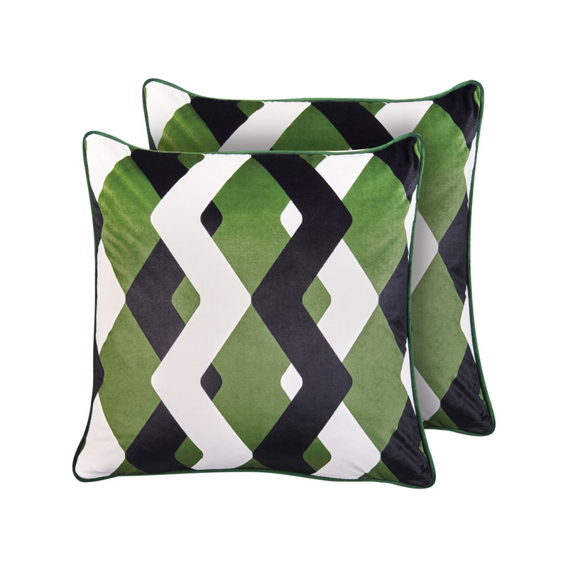 Set of 2 Outdoor Cushions SWAY Geometric Pattern Multicolour, Square 45cmH x 45cmW