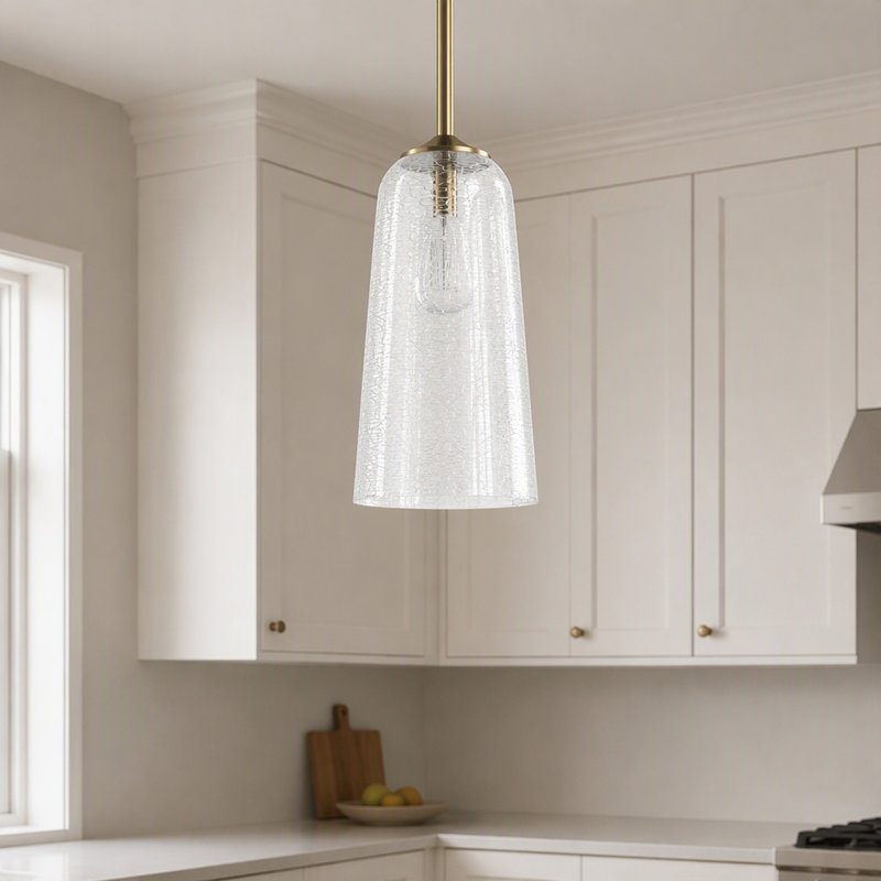 Luminaire suspendu en forme de cloche à intensité variable 1 lumière 6,1 "avec abat-jour en verre