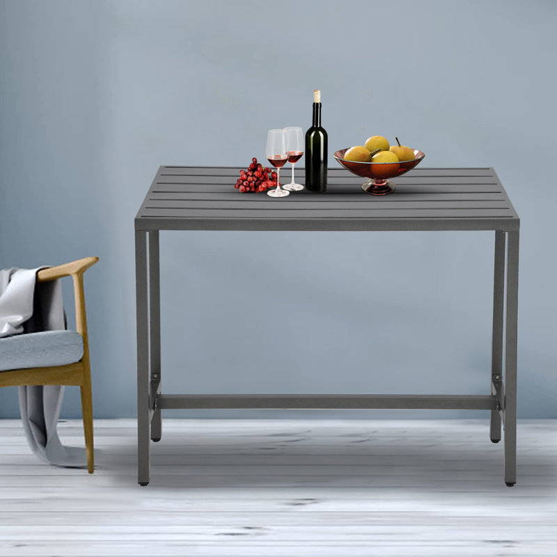 Counter Height 36.97'' Iron Bar Table, Grey, 24" W x 46.8" L