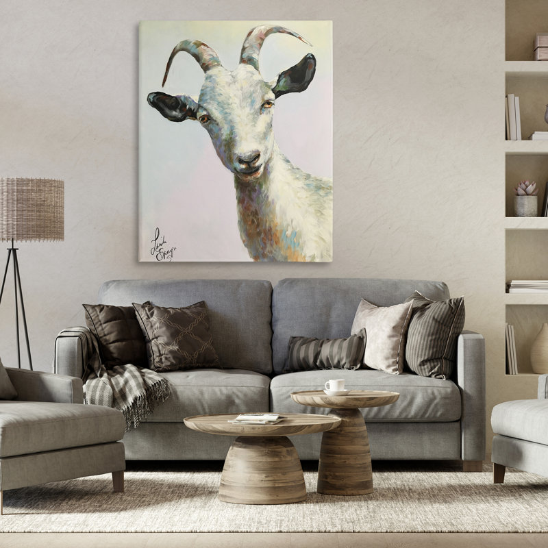 «Joe Modern Goat Portrait», art mural par Linda Sperruche, H 36 po x l 48 po