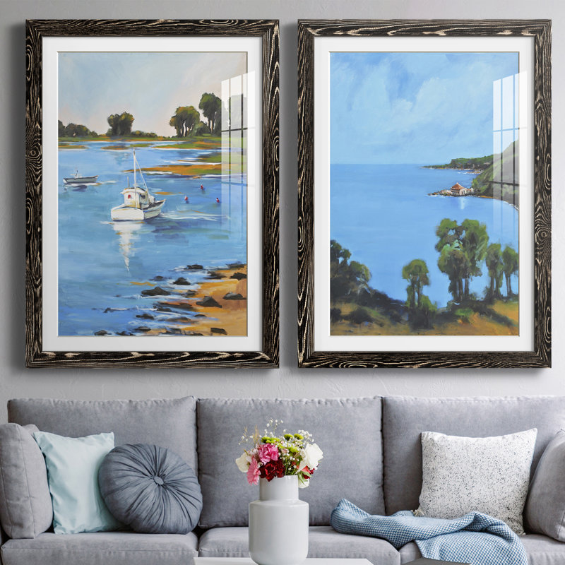 Cadre encadré de qualité supérieure Harbor Side II - prêt à être accroché, H 43,5 po x l 31,5 po x P 1 po, Cadre noir