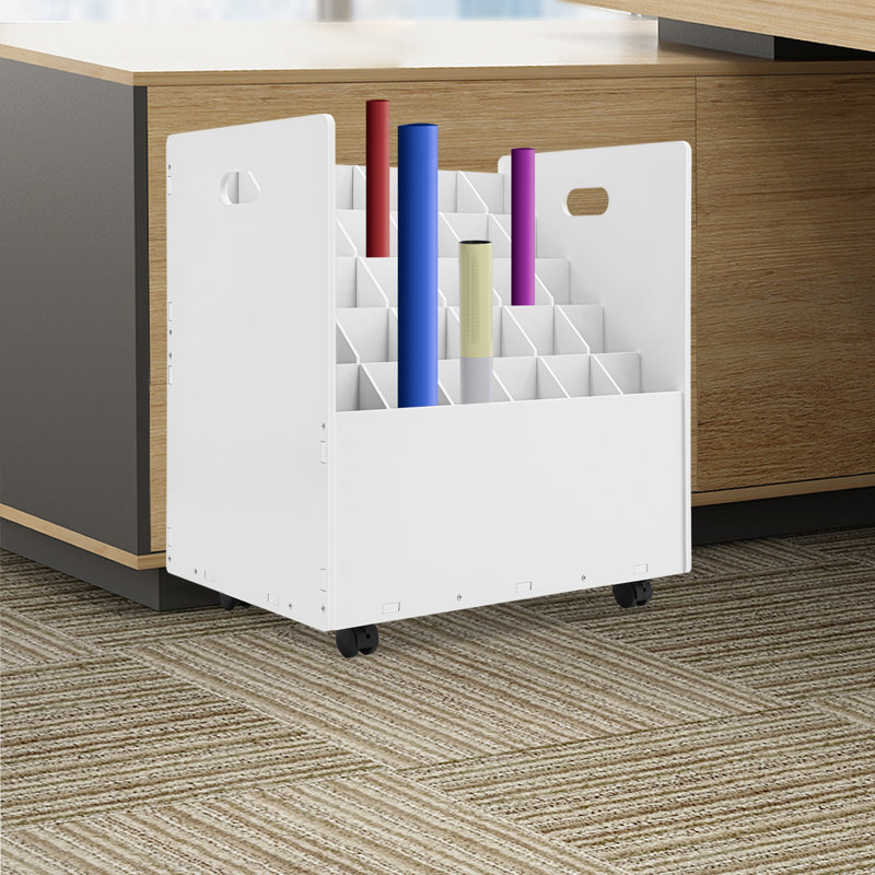 30 Slots File Storage Organizer With Wheels, White