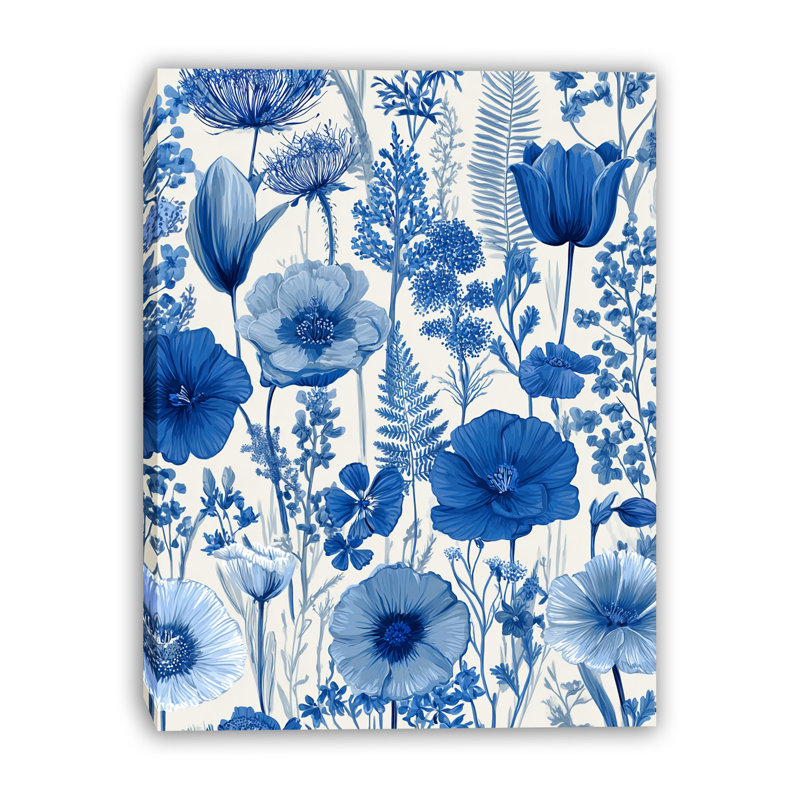 «Indigo Botanical Reverie», art mural sur toile, H 16 po x l 12 po x P 1 po