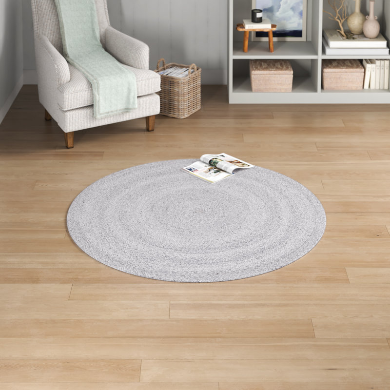 Round Yarmouth Hand Braided Gray Area Rug, Round 3'