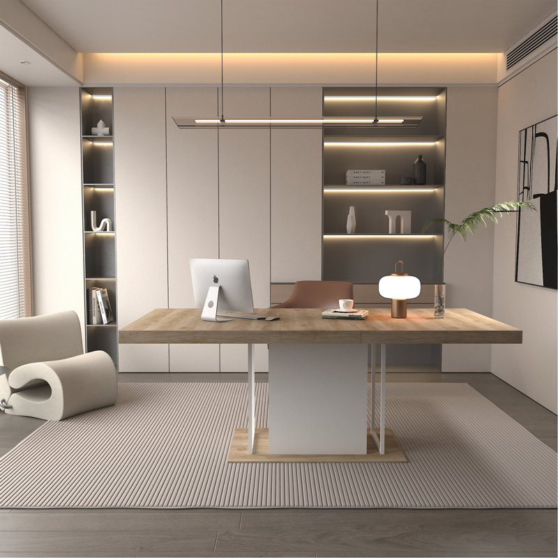 Rectangle Extendable Dining Table For 6-10 People Aged Effect Wood 160-200 Cm, Oak/White