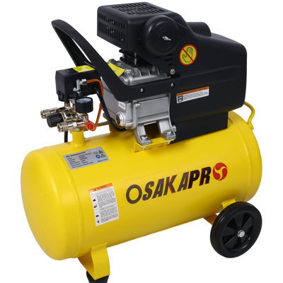 10 Gallon Oil-Lubricated Air Compressor, 14.5 x 26.4 x 58 Inches, Horizontal Tank, Adjustable Pressure, Built-in Wheel, 115 PSI, 50% Quiet Operation
