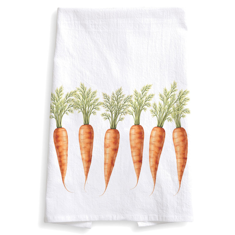  Carrot Patch Tea Towel, White/Orange/Green Carrot