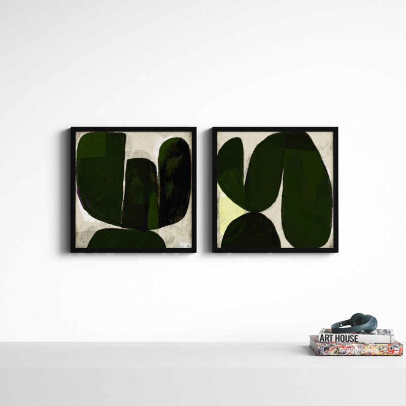 Succulent Set Of 2 by StudioM, 24" H x 24" W x 1.25" D, Black