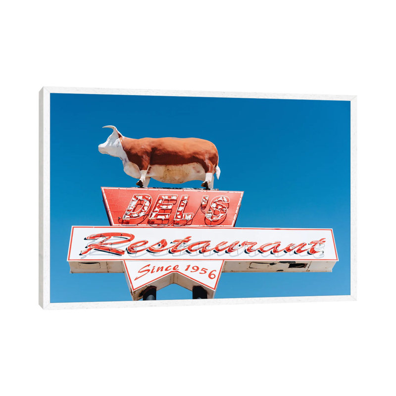 Route 66 Restaurant 1 Piece Wall Art on Canvas, 66.04cm H x 101.6cm W x 3.81cm D, White Framed