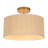 2-Light Rattan Drum Shade Dimmable Semi Flush Mount Ceiling Light with Gold Finish