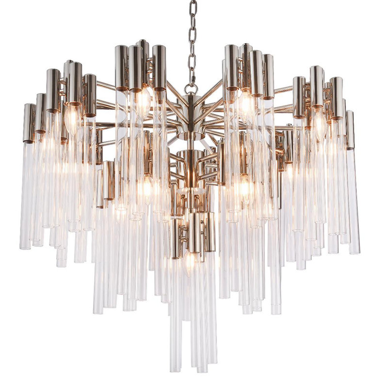 Kelsch 16 - Light Tiered Chandelier with Glass Accents, Shiny Nickel