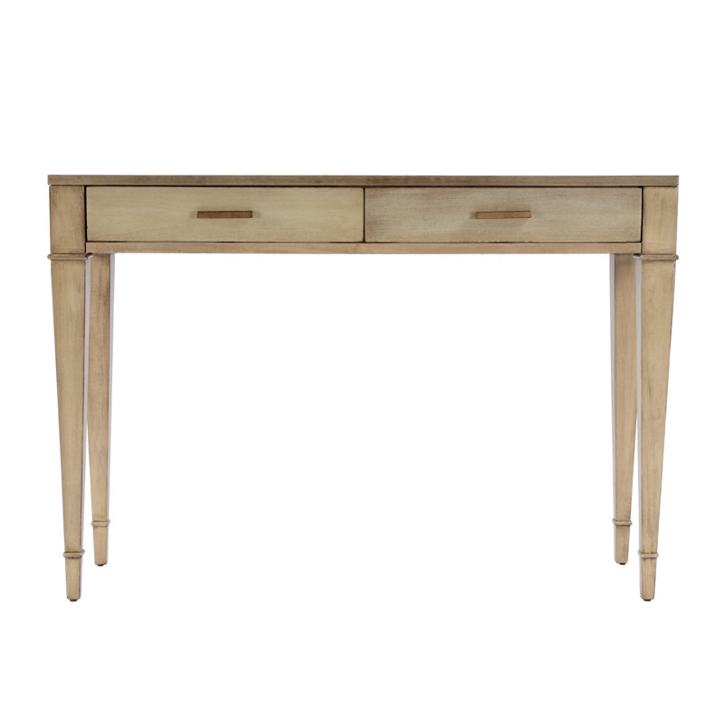 Kai 2 Drawer 45" Burl Wood Console Table, Antique Beige