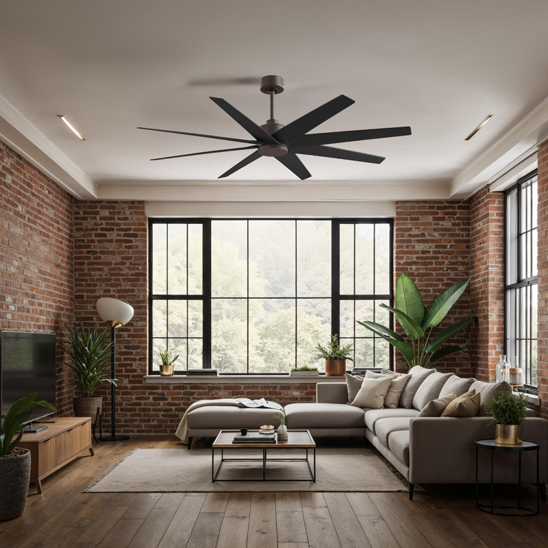 Ariella - Eight Blade Ceiling Fan, Matte Black, Textured Bronze