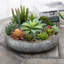 Pot à fleurs rond en métal argenté 11 pouces