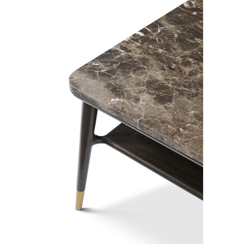 Stratton Street Round Marble Top Coffee Table, 17" H x 64" W x 30" D, Brown Emperador / Fumed