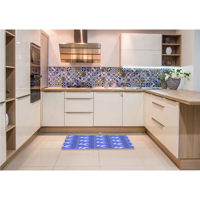 Tapis 100% à motifs lavables à la machine 2989 WSH-PAT3086-BLU, Rectangle 2 pi x 3 pi