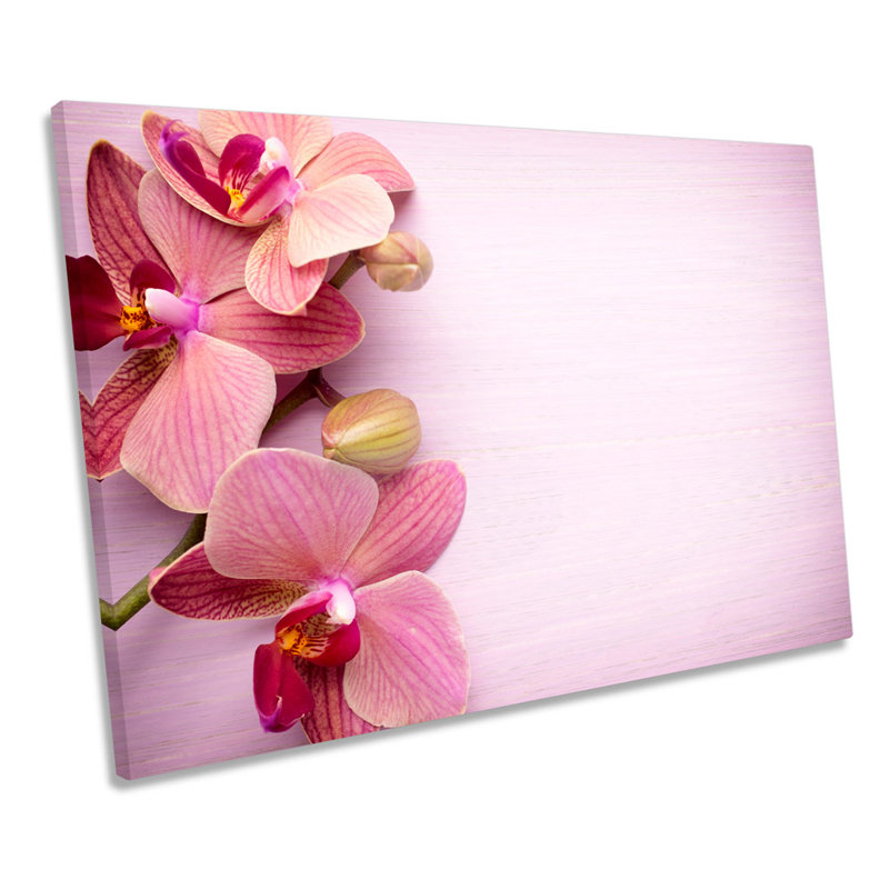 Pink Orchid Floral Flowers - Wrapped Canvas Print, 30.5cm H x 45.7cm W x 2cm D